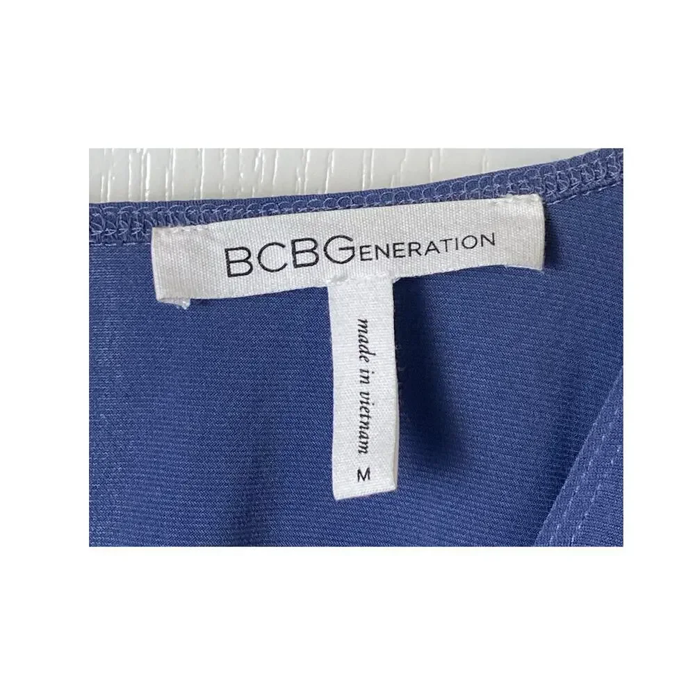 BCBGENERATION Blue Thalia Romper Royal V-Neck Stretch Women's Size Medium